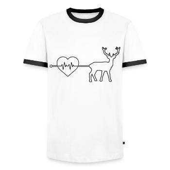 Battement de cœur de cerf - T-shirt contrasté Homme - blanc/noir - Devant - AI Model Female 172 light (172cm) & AI Model Male 178 dark (178cm)