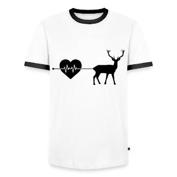 Battement de cœur de cerf - T-shirt contrasté Homme - blanc/noir - Devant - AI Model Female 172 light (172cm) & AI Model Male 178 dark (178cm)