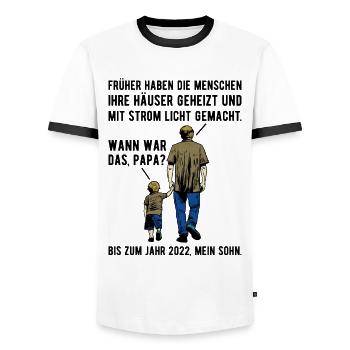 Heizkosten Stromkosten Inflation Spruch Silvester - Männer Kontrast-T-Shirt - Weiß/Schwarz - Vorne - AI Model Female 172 light (172cm) & AI Model Male 178 dark (178cm)