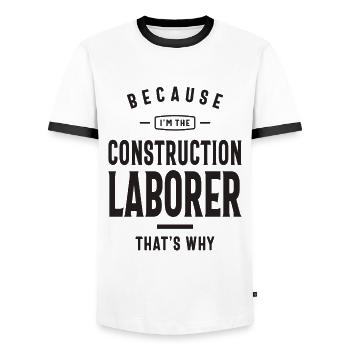 Construction Laborer Job Title Profession - Men's Ringer Shirt - white/black - Front - AI Model Female 172 light (172cm) & AI Model Male 178 dark (178cm)
