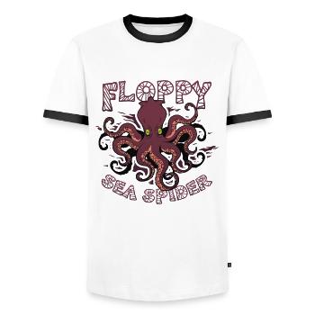 Floppy Sea Spider Octopus - Men's Ringer Shirt - white/black - Front - AI Model Female 172 light (172cm) & AI Model Male 178 dark (178cm)