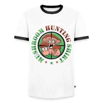 Chasse aux champignons cueilleurs de champignons - T-shirt contrasté Homme - blanc/noir - Devant - AI Model Female 172 light (172cm) & AI Model Male 178 dark (178cm)