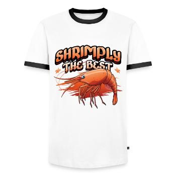 Shrimply Die Besten Meeresfrüchte Essen Shrimps - Männer Kontrast-T-Shirt - Weiß/Schwarz - Vorne - AI Model Female 172 light (172cm) & AI Model Male 178 dark (178cm)