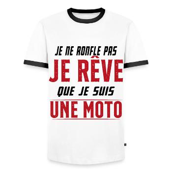 Je ne ronfle pas je rêve de moto ma passion - T-shirt contrasté Homme - blanc/noir - Devant - AI Model Female 172 light (172cm) & AI Model Male 178 dark (178cm)