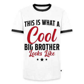 Grand Frère Cadeau Humour - T-shirt contrasté Homme - blanc/noir - Devant - AI Model Female 172 light (172cm) & AI Model Male 178 dark (178cm)