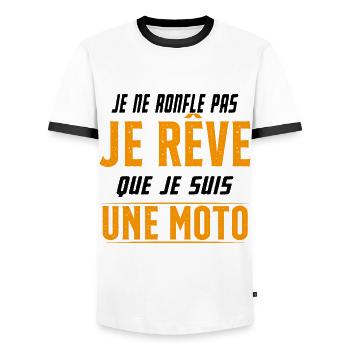 Je ne ronfle pas je rêve de moto ma passion - T-shirt contrasté Homme - blanc/noir - Devant - AI Model Female 172 light (172cm) & AI Model Male 178 dark (178cm)
