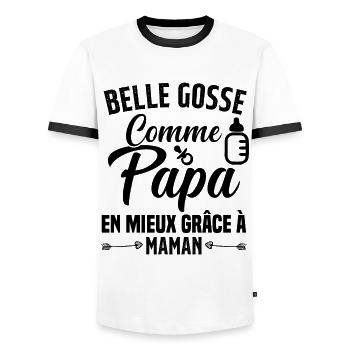 Belle Gosse Comme Papa Cadeau Belle Fille - T-shirt contrasté Homme - blanc/noir - Devant - AI Model Female 172 light (172cm) & AI Model Male 178 dark (178cm)