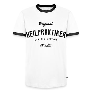 Heilpraktiker Limited Edition - Männer Kontrast-T-Shirt - Weiß/Schwarz - Vorne - AI Model Female 172 light (172cm) & AI Model Male 178 dark (178cm)