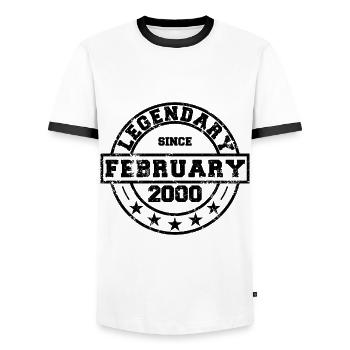 Legendary since February 2000 - Geburtstag - Männer Kontrast-T-Shirt - Weiß/Schwarz - Vorne - AI Model Female 172 light (172cm) & AI Model Male 178 dark (178cm)
