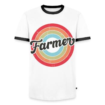 Farming Farmer Retro Vintage - Männer Kontrast-T-Shirt - Weiß/Schwarz - Vorne - AI Model Female 172 light (172cm) & AI Model Male 178 dark (178cm)