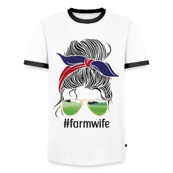 Farming Farmer Girl Wife Sun - Männer Kontrast-T-Shirt - Weiß/Schwarz - Vorne - AI Model Female 172 light (172cm) & AI Model Male 178 dark (178cm)