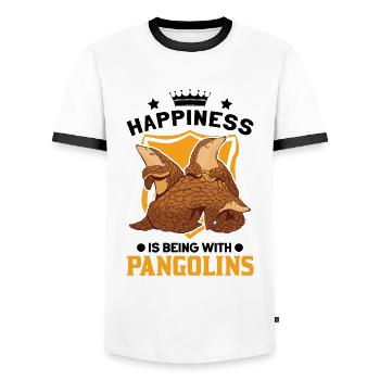 Le bonheur, c’est d’être avec Pangolins Schuppentier - T-shirt contrasté Homme - blanc/noir - Devant - AI Model Female 172 light (172cm) & AI Model Male 178 dark (178cm)