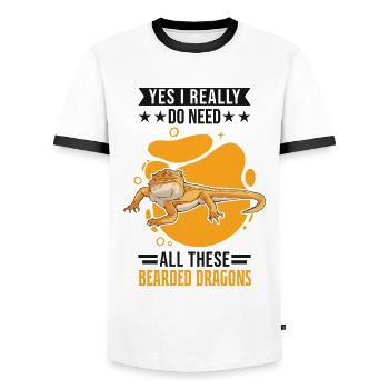 Bearded Dragon Gift Bearded Dragon - Men's Ringer Shirt - white/black - Front - AI Model Female 172 light (172cm) & AI Model Male 178 dark (178cm)