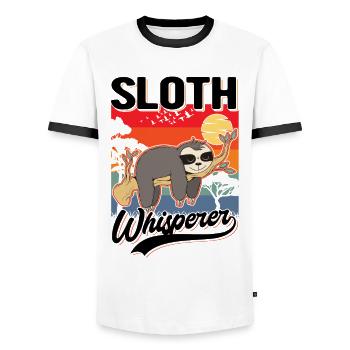 Faultier Flüsterer Sloth Whisperer - Men's Ringer Shirt - white/black - Front - AI Model Female 172 light (172cm) & AI Model Male 178 dark (178cm)
