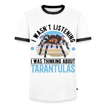 Tarantula Spider Tarantula - Men's Ringer Shirt - white/black - Front - AI Model Female 172 light (172cm) & AI Model Male 178 dark (178cm)