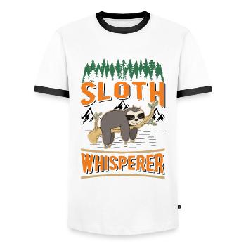 Faultier Flüsterer Sloth Whisperer - Men's Ringer Shirt - white/black - Front - AI Model Female 172 light (172cm) & AI Model Male 178 dark (178cm)