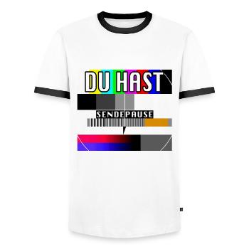 Du Hast Sendepause Testbild 90er Party 80er Jahre - Männer Kontrast-T-Shirt - Weiß/Schwarz - Vorne - AI Model Female 172 light (172cm) & AI Model Male 178 dark (178cm)