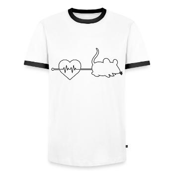 Maus Herzschlag - Männer Kontrast-T-Shirt - Weiß/Schwarz - Vorne - AI Model Female 172 light (172cm) & AI Model Male 178 dark (178cm)