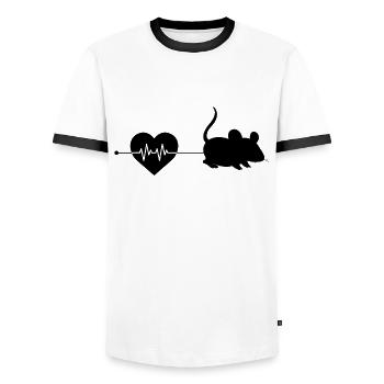Maus Herzschlag - Männer Kontrast-T-Shirt - Weiß/Schwarz - Vorne - AI Model Female 172 light (172cm) & AI Model Male 178 dark (178cm)