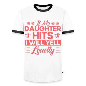 Fußball Mutter Sportfan Geschenk - Männer Kontrast-T-Shirt - Weiß/Schwarz - Vorne - AI Model Female 172 light (172cm) & AI Model Male 178 dark (178cm)