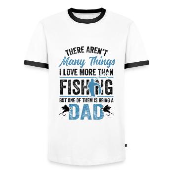 Fishing Rod Fisher Fish Fisherman Fishing Dad - Men's Ringer Shirt - white/black - Front - AI Model Female 172 light (172cm) & AI Model Male 178 dark (178cm)