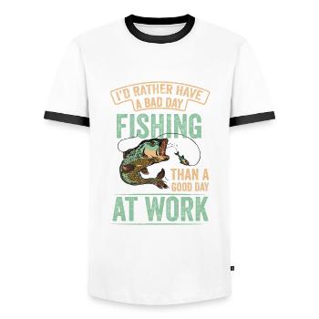 Je préférerais pêcheur de canne à pêche pêcheur de poisson - T-shirt contrasté Homme - blanc/noir - Devant - AI Model Female 172 light (172cm) & AI Model Male 178 dark (178cm)