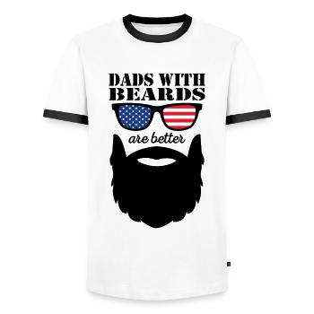 Papa barbu avec barbe Cool Père Porteur de barbe - T-shirt contrasté Homme - blanc/noir - Devant - AI Model Female 172 light (172cm) & AI Model Male 178 dark (178cm)