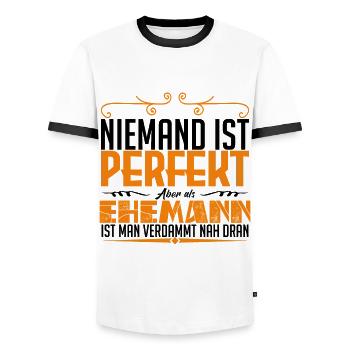 Dieser MANN - der coolste & beste Ehemann der Welt - Männer Kontrast-T-Shirt - Weiß/Schwarz - Vorne - AI Model Female 172 light (172cm) & AI Model Male 178 dark (178cm)