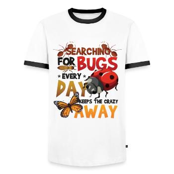 Recherche d’insectes - T-shirt contrasté Homme - blanc/noir - Devant - AI Model Female 172 light (172cm) & AI Model Male 178 dark (178cm)