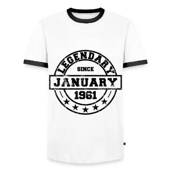 Légendaire depuis janvier 1961 - Anniversaire - T-shirt contrasté Homme - blanc/noir - Devant - AI Model Female 172 light (172cm) & AI Model Male 178 dark (178cm)