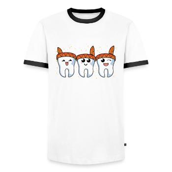 Dental Crew Thanksgiving Dentist Dental - Men's Ringer Shirt - white/black - Front - AI Model Female 172 light (172cm) & AI Model Male 178 dark (178cm)