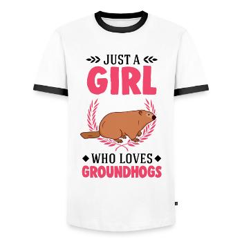 Murmeltier Mädchen Marmot Groundhog Girl - Men's Ringer Shirt - white/black - Front - AI Model Female 172 light (172cm) & AI Model Male 178 dark (178cm)