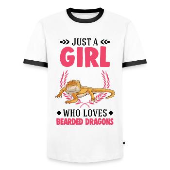 Bearded Dragon Girl Bearded Dragon - Men's Ringer Shirt - white/black - Front - AI Model Female 172 light (172cm) & AI Model Male 178 dark (178cm)