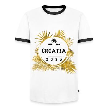Croatia 2023 Colorful - Men's Ringer Shirt - white/black - Front - AI Model Female 172 light (172cm) & AI Model Male 178 dark (178cm)
