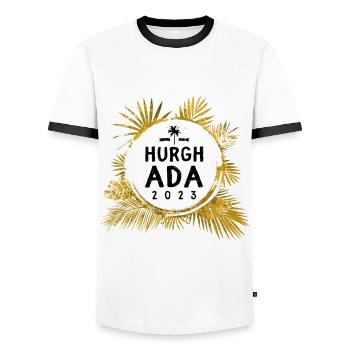 Hurghada 2023 Colorful - Men's Ringer Shirt - white/black - Front - AI Model Female 172 light (172cm) & AI Model Male 178 dark (178cm)