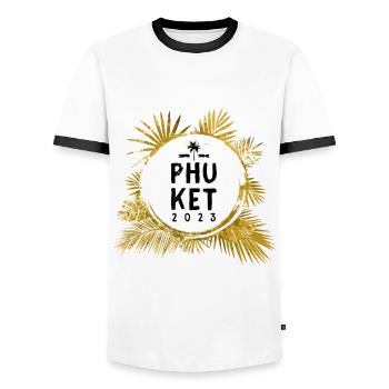 Phuket 2023 Bunt - Männer Kontrast-T-Shirt - Weiß/Schwarz - Vorne - AI Model Female 172 light (172cm) & AI Model Male 178 dark (178cm)