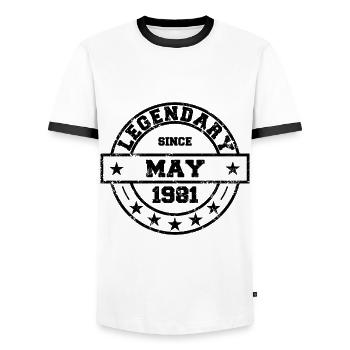 Legendary since May 1981 - Geburtstag - Männer Kontrast-T-Shirt - Weiß/Schwarz - Vorne - AI Model Female 172 light (172cm) & AI Model Male 178 dark (178cm)