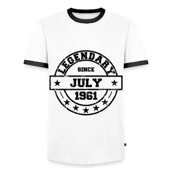 Legendary since July 1961 - Birthday - Men's Ringer Shirt - white/black - Front - AI Model Female 172 light (172cm) & AI Model Male 178 dark (178cm)