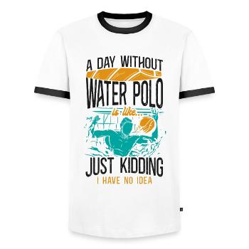 Water Polo A Day Without Water - Men's Ringer Shirt - white/black - Front - AI Model Female 172 light (172cm) & AI Model Male 178 dark (178cm)