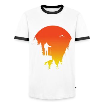 Randonneurs sur un éperon rocheux - Nature - T-shirt contrasté Homme - blanc/noir - Devant - AI Model Female 172 light (172cm) & AI Model Male 178 dark (178cm)