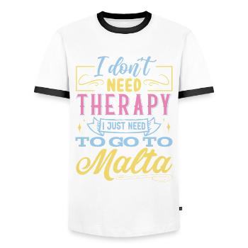 Je n’ai pas besoin de thérapie - Malta Island - T-shirt contrasté Homme - blanc/noir - Devant - AI Model Female 172 light (172cm) & AI Model Male 178 dark (178cm)