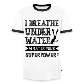 Superpuissance de plongée - T-shirt contrasté Homme - blanc/noir - Devant - AI Model Female 172 light (172cm) & AI Model Male 178 dark (178cm)