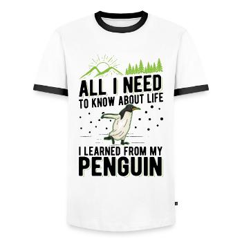 Pingouin Cadeau Pingouin - T-shirt contrasté Homme - blanc/noir - Devant - AI Model Female 172 light (172cm) & AI Model Male 178 dark (178cm)