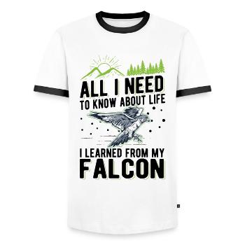 Falcon Gift Falcon Breeding Falcon Breeder Falconer - Men's Ringer Shirt - white/black - Front - AI Model Female 172 light (172cm) & AI Model Male 178 dark (178cm)