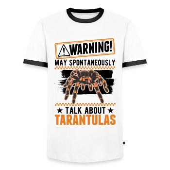 Warning Tarantula owner Tarantula - Men's Ringer Shirt - white/black - Front - AI Model Female 172 light (172cm) & AI Model Male 178 dark (178cm)