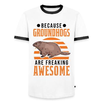 Murmeltier Groundhog Day Waldmurmeltier - Männer Kontrast-T-Shirt - Weiß/Schwarz - Vorne - AI Model Female 172 light (172cm) & AI Model Male 178 dark (178cm)