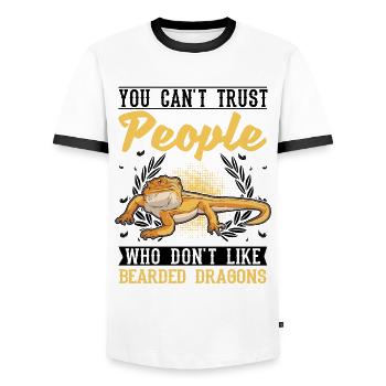 Dragon barbu Cadeau Dragon Barbu Pogona - T-shirt contrasté Homme - blanc/noir - Devant - AI Model Female 172 light (172cm) & AI Model Male 178 dark (178cm)