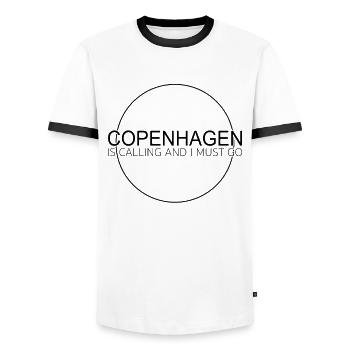 Dicton de Copenhague - T-shirt contrasté Homme - blanc/noir - Devant - AI Model Female 172 light (172cm) & AI Model Male 178 dark (178cm)