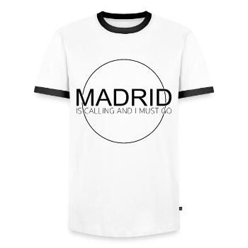 Citation de Madrid - T-shirt contrasté Homme - blanc/noir - Devant - AI Model Female 172 light (172cm) & AI Model Male 178 dark (178cm)