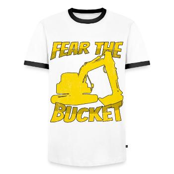 Baggerfahrer Fear The Bucket - Männer Kontrast-T-Shirt - Weiß/Schwarz - Vorne - AI Model Female 172 light (172cm) & AI Model Male 178 dark (178cm)